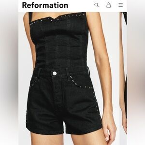 Reformation Charlie Studded High Rise Jean Shorts Size 24